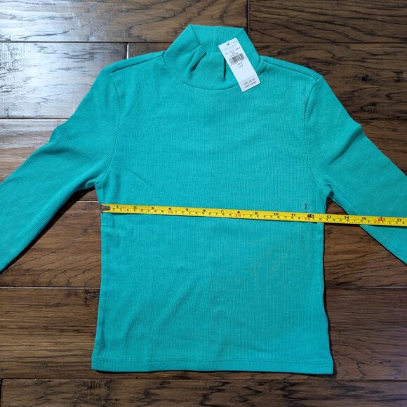 New American Eagle long sleeve baby tee mock neck green size small - Picture 5 of 14